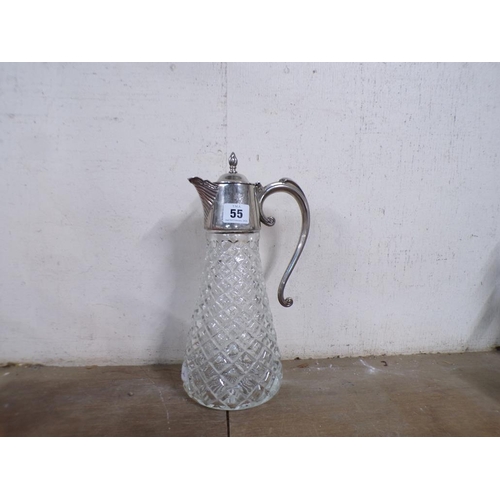 55 - SILVER PLATED MOUNTED CLARET JUG