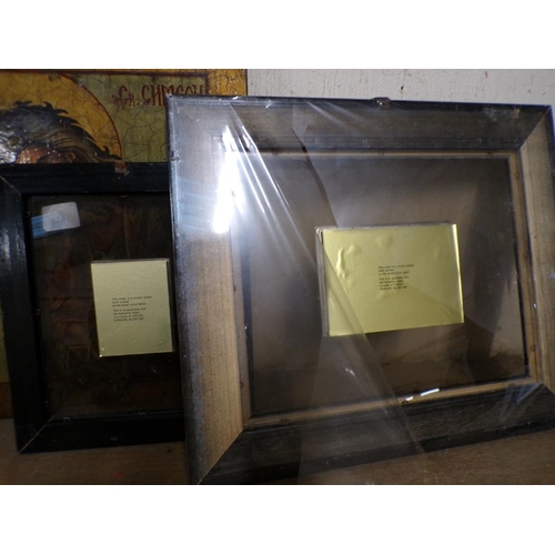 59 - FRAMED SILVERED PLAQUES; ICON