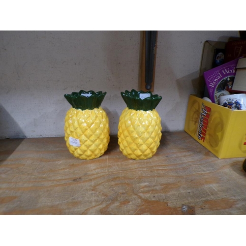 80 - PAIR OF CERAMIC PINEAPPLE VASES