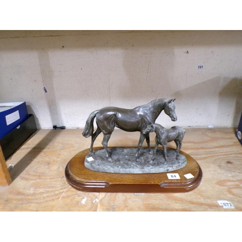 84 - BRONZED HORSE AND FOAL ON STAND