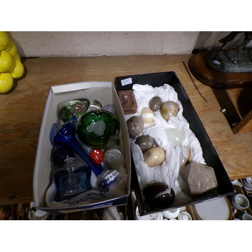 85 - COLLECTION OF ART GLASS, MARBLE EGGS ETC