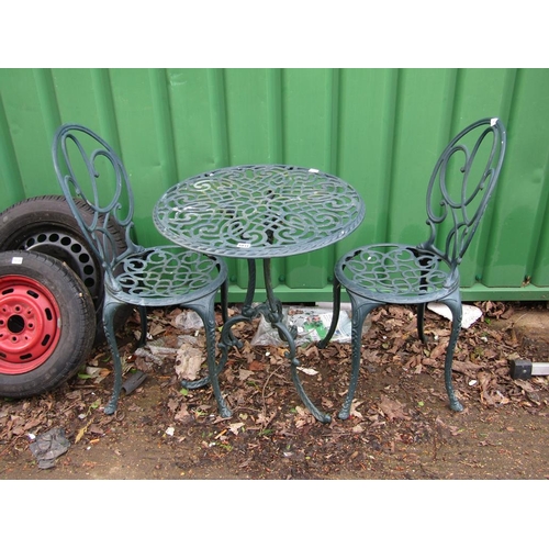 1031 - METAL GARDEN TABLE AND TWO CHAIRS