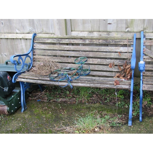 1059 - BLUE FRAMED GARDEN BENCH