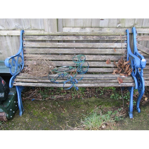 1059 - BLUE FRAMED GARDEN BENCH