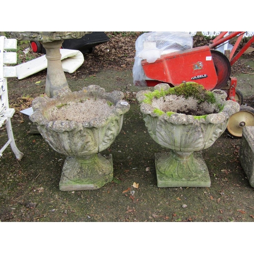 1066 - TWO CONCRETE GARDEN URNS