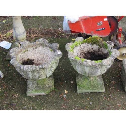 1066 - TWO CONCRETE GARDEN URNS