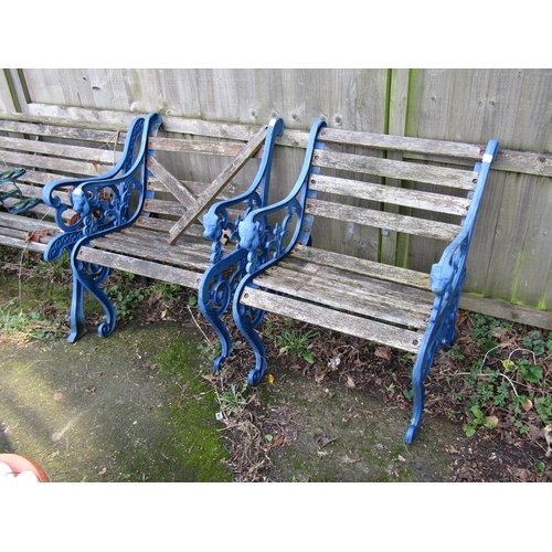 1068 - TWO BLUE FRAMED GARDEN CHAIRS