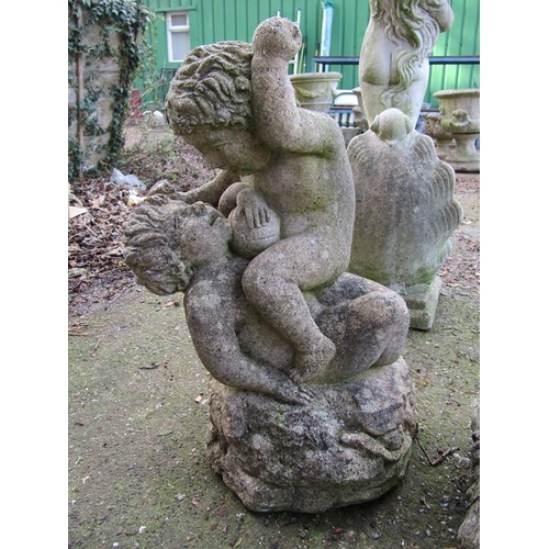 1074 - TWO CONCRETE CHERUB FIGURES