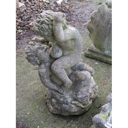 1074 - TWO CONCRETE CHERUB FIGURES