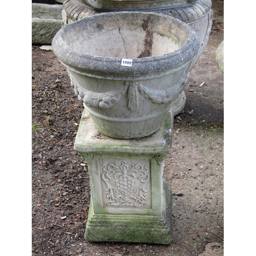 1080 - CONCRETE GARDEN POT AND STAND