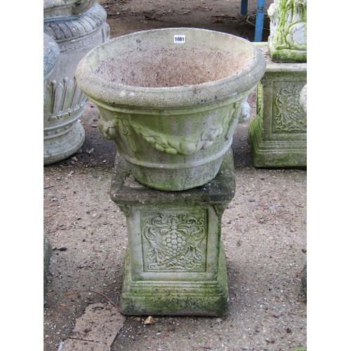 1081 - CONCRETE GARDEN POT AND STAND