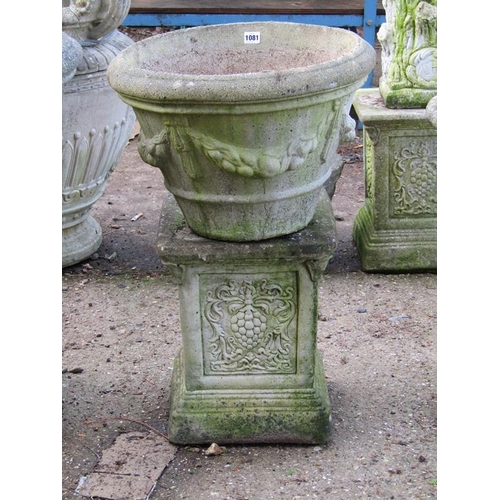 1081 - CONCRETE GARDEN POT AND STAND