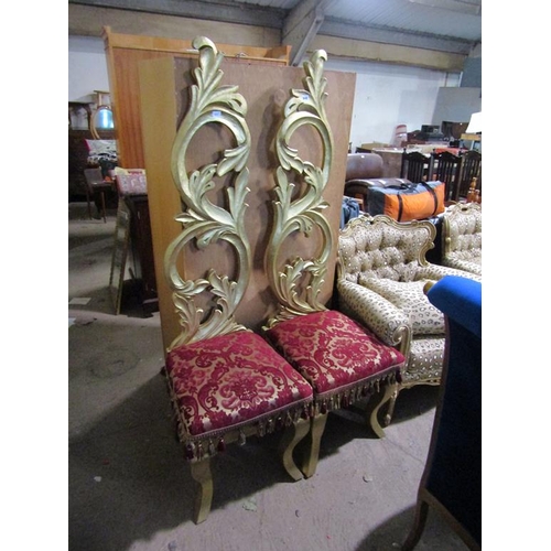 648 - TWO GILT HIGH BACKED CHAIRS