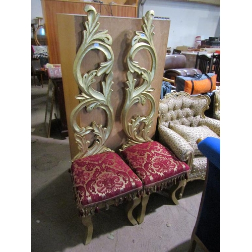 648 - TWO GILT HIGH BACKED CHAIRS