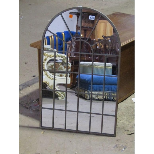 675 - ARCHED METAL FRAMED MIRROR