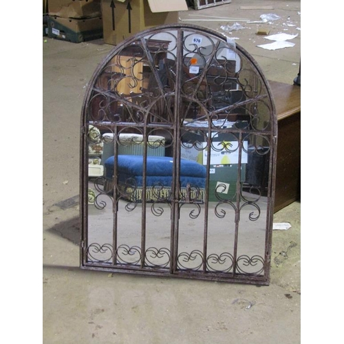 676 - METAL FRAMED GATED MIRROR