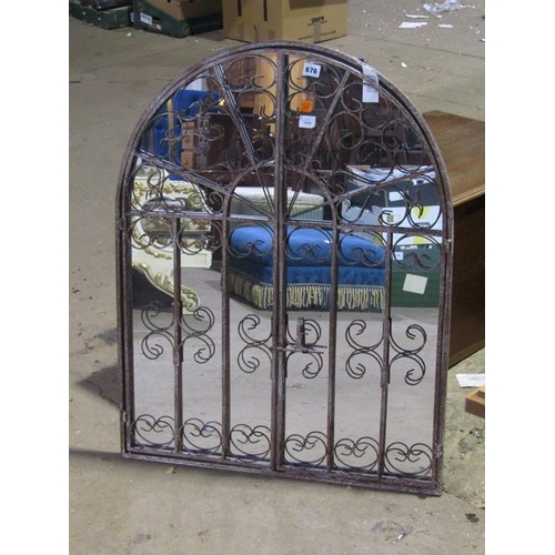 676 - METAL FRAMED GATED MIRROR