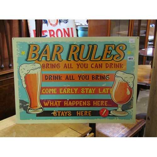 853 - REPRODUCTION SIGN - BAR