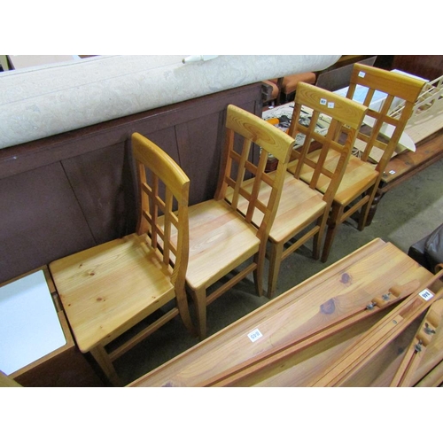 857 - FOUR PINE DINING CHAIRS