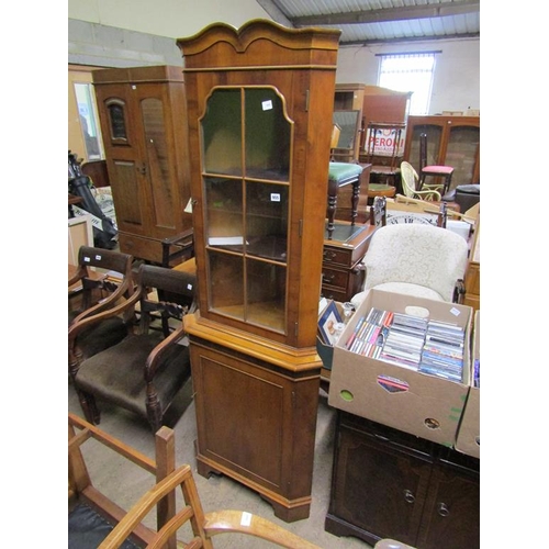 955 - REPRODUCTION YEW WOOD CORNER CUPBOARD