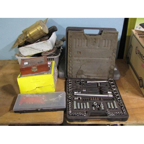 979 - POWER TOOLS, GRINDER, SOCKET SET ETC.