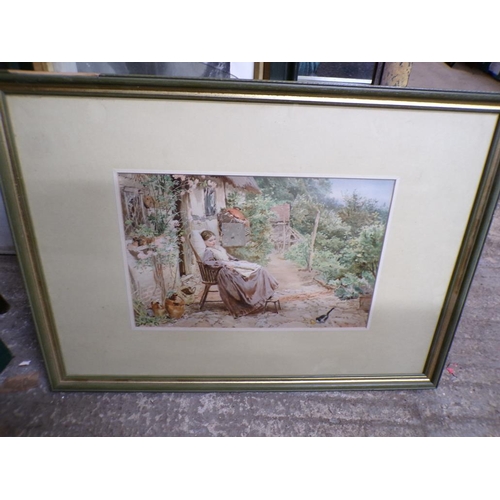 379 - FRAMED PRINTS, MIRROR, WATERCOLOUR