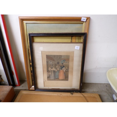 436 - FRAMED MIRRORS AND PRINTS TO INCL EDWARDIAN