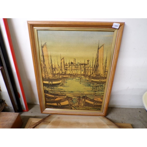 436 - FRAMED MIRRORS AND PRINTS TO INCL EDWARDIAN