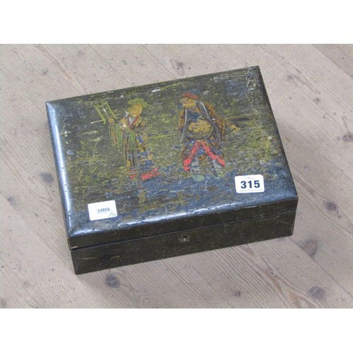 315 - ORIENTAL STYLE LACQUERED NEEDLEWORK BOX