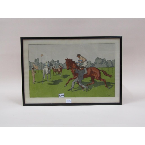 1205 - CHARLES ANSELIN - TWO EARLY 20C COLOURED PRINTS, HORSE RACING & HORSE TROTTING, BOTH F/G, 30CM X 48/... 