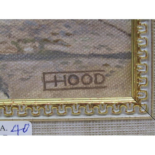 1215 - E HOOD - COTRACO, SIGNED OIL ON BOARD, FRAMED 50CM X 40CM