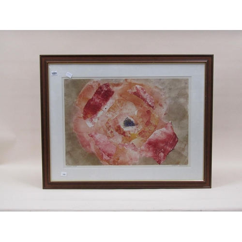 1221 - GILLIAN BURROWS - PASSION ROSE, FRAMED COLOURED PRINT, SIGNED AND TITLED IN PENCIL, 40CM X 90CM