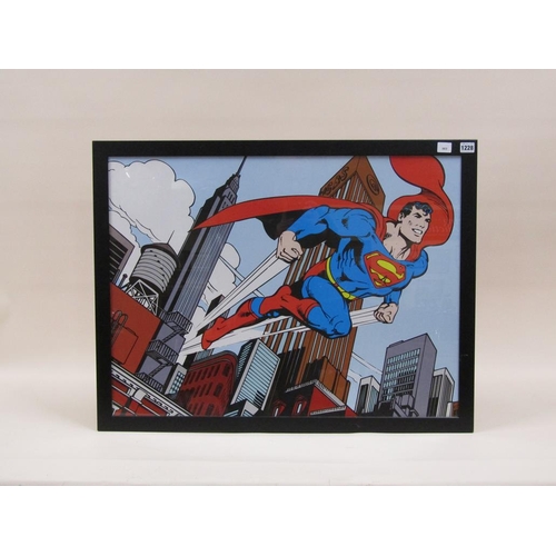 1228 - FRAMED COLOURED PRINT - SUPERMAN, 78CM X 59CM