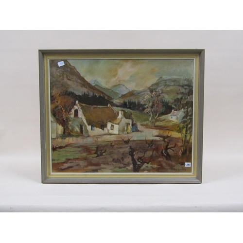 1247 - DENISE HALDECK - COTTAGE IN THE HIGHLANDS, SIGNED OIL ON CANVAS, FRAMED, 60CM X 75CM