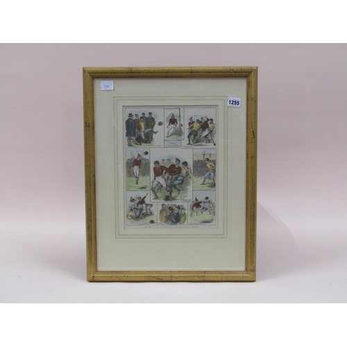 1255 - SKETCHES AT THE INTERNATIONAL FOOTBALL MATCH GLASGOW 19C, COLOURED PRINTS, F/G, 33CMX 24CM