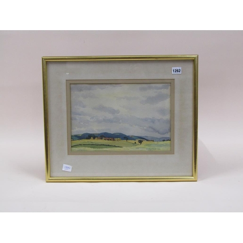 1262 - DOROTHY W. MOORE 1932 - SUMMER LANDSCAPE WITH FARM, WATERCOLOUR, SIGNED, F/G, 23CM X 34CM