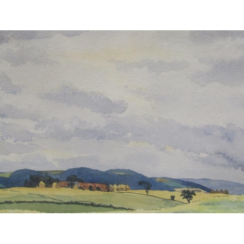 1262 - DOROTHY W. MOORE 1932 - SUMMER LANDSCAPE WITH FARM, WATERCOLOUR, SIGNED, F/G, 23CM X 34CM