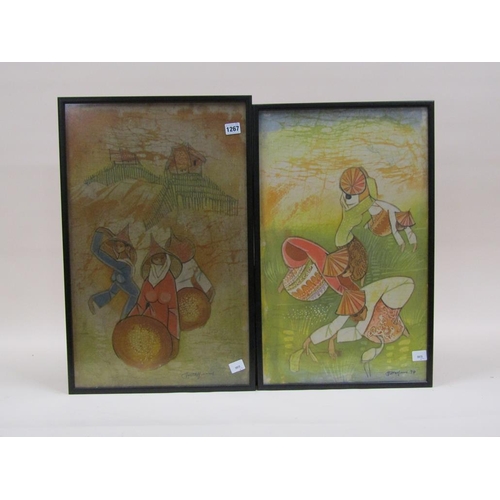 1267 - TONY YUNG - PAIR, ORIENTAL PRINTS, SUBJECTS DANCING & PERFORMING, EACH SIGNED, F/G, 62CM X 38CM