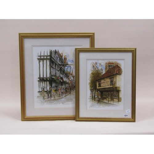 1271 - ALEX JAWDOKIMOV - TWO WATERCOLOURS - THE OLD CURIOSITY SHOP HOLBORN, WATERCOLOUR, F/G, 44CM X 22CM& ... 