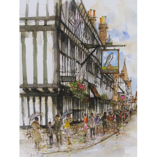 1271 - ALEX JAWDOKIMOV - TWO WATERCOLOURS - THE OLD CURIOSITY SHOP HOLBORN, WATERCOLOUR, F/G, 44CM X 22CM& ... 