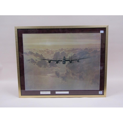 1277 - GERALD COULSON - OUTBOUND LANCASTER CROSSING EAST COAST, COLOURED PRINT, F/G, 56CM X 74CM