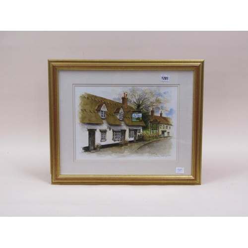 1281 - ALEX JAWDOKIMOV - FRAMED WATERCOLOUR - THE DOG AND DUCK LINTON CAMBRIDGESHIRE, SIGNED AND TITLED