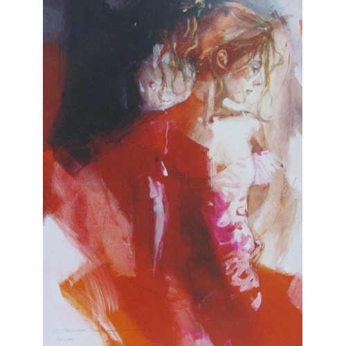 1290 - CHRISTINE COMYN - DAWN, COLOURED PRINT, FRAMED, 52CM X 42CM