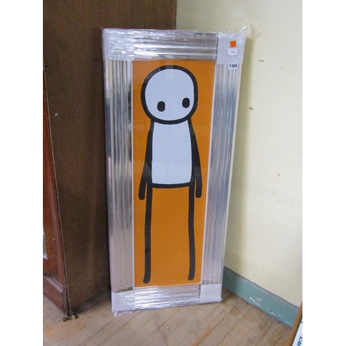 1304 - COLOURED PRINT - STICK MAN, F/G, 88CM X 28CM