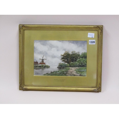 1320 - J VAN COUVER - SUMMER ON THE SPAARN, SIGNED WATERCOLOUR, F/G, 18CM X 26CM