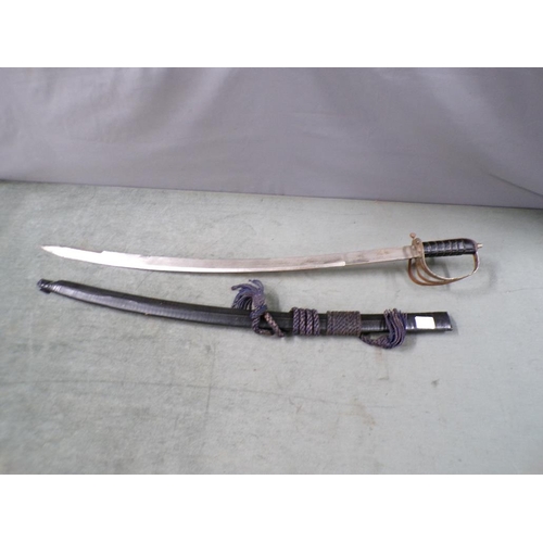 1451 - LATE 19c INDIAN SABRE SWORD WITH SHEATH - 90cms L OVERALL