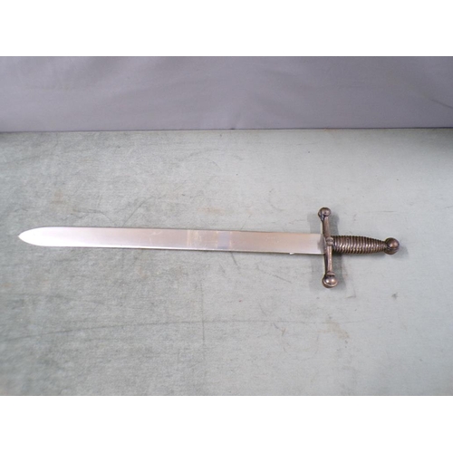 1453 - CRUCIFORM SWORD WITH BRASS HANDLE, STEEL BLADE - 78cms L