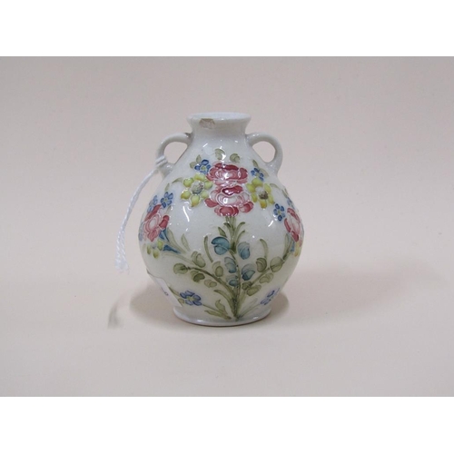 1510 - MACINTYRE MOORCROFT MINIATURE TWO HANDLED URN (A/F CHIP TO BASE)