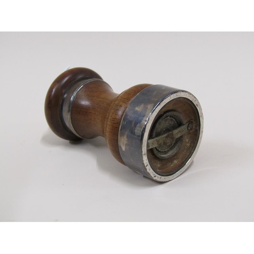 1516 - WOOD AND SILVER MOUNTED PEPPER MILL BY PARK GREEN AND CO. LTD, LONDON 1960