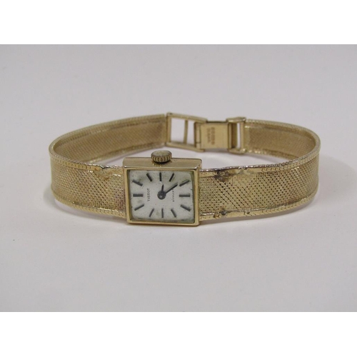 1522 - LADIES 9ct GOLD TISSOT STYLIST WATCH WITH 9ct GOLD STRAP, TOTAL WEIGHT 20.6g